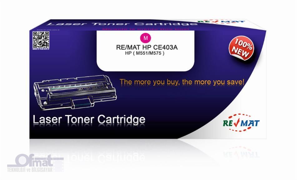 REMAT HP CE403A (507A) - 6000 SYF KIRMIZI MUADİL TONER %100 YENİ