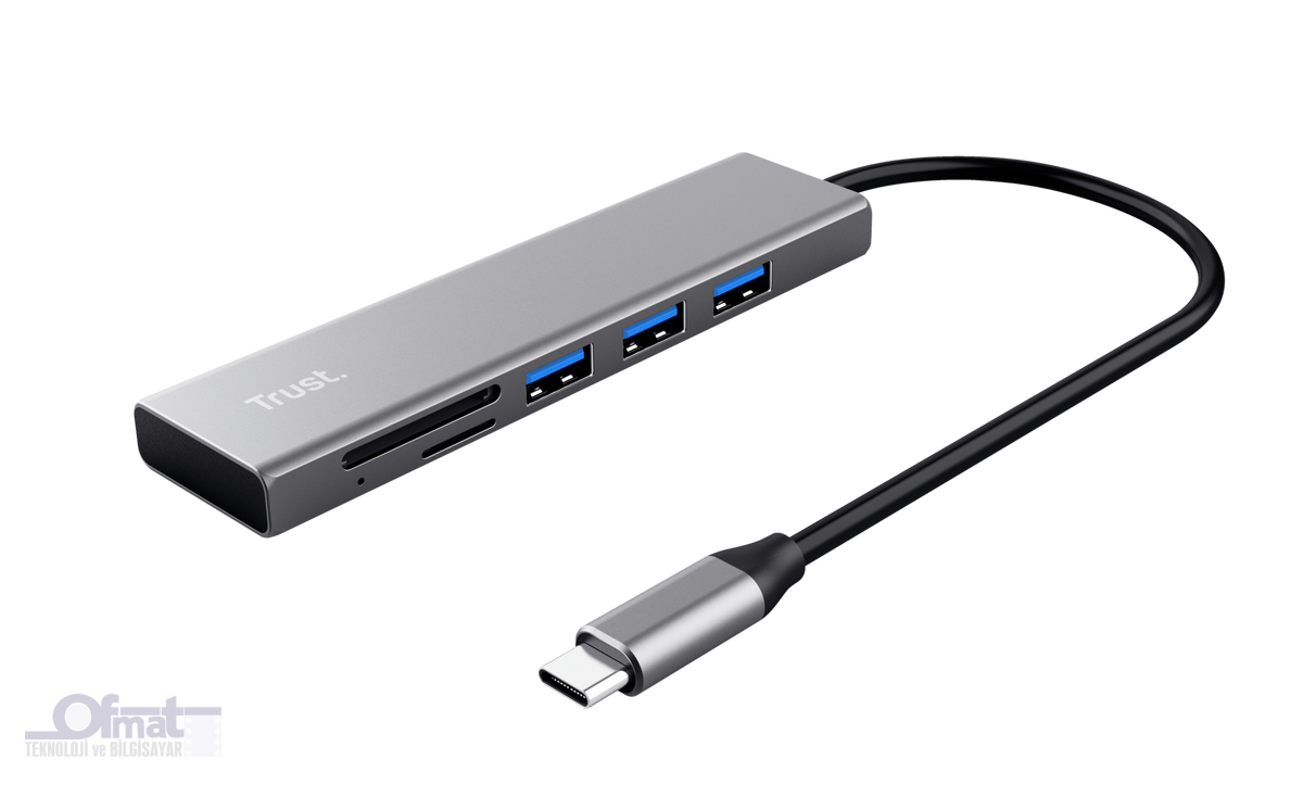 TRUST 24191 FAST USB-C HUB & CARD READER (USB ÇOĞALTICI +KART OKUYUCU)